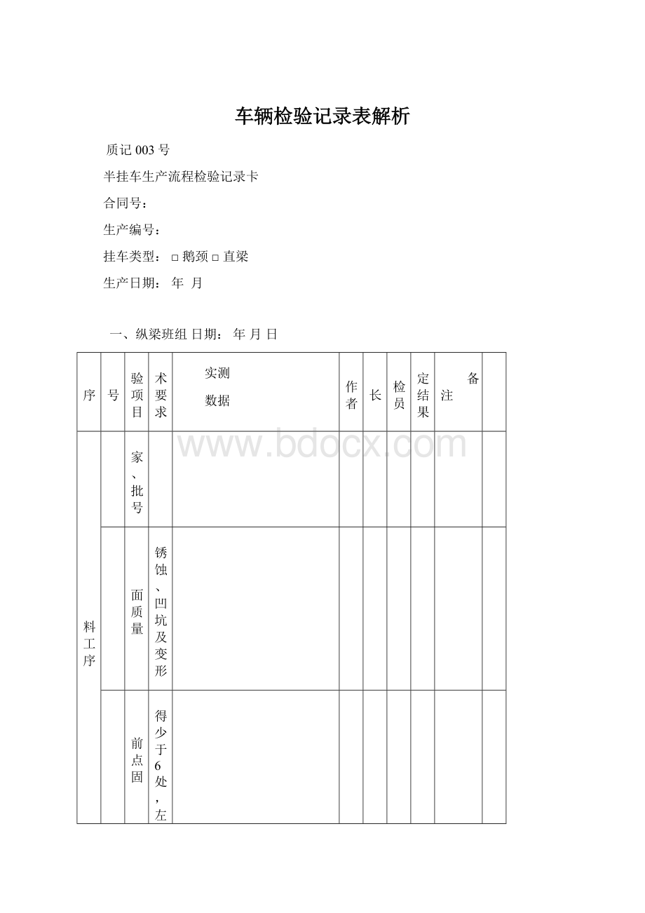 车辆检验记录表解析文档格式.docx