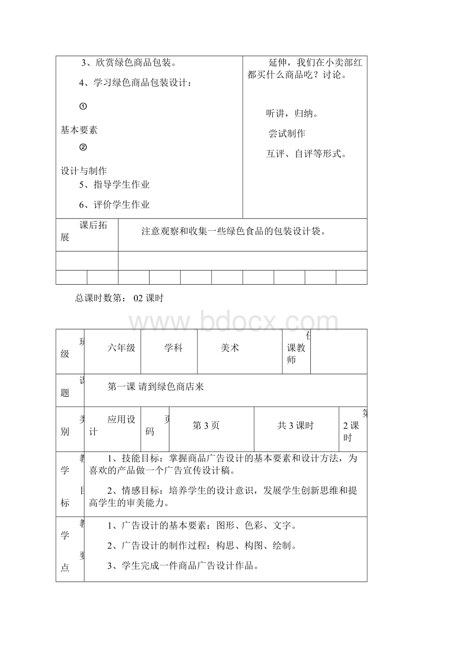 修改湖南美术出版社小学六年级下册美术教案Word格式.docx_第2页