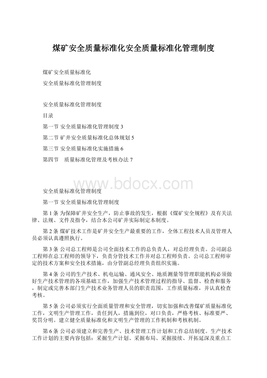 煤矿安全质量标准化安全质量标准化管理制度.docx_第1页