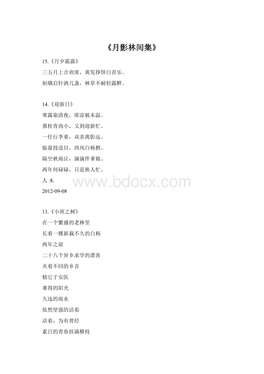 《月影林间集》Word文档下载推荐.docx