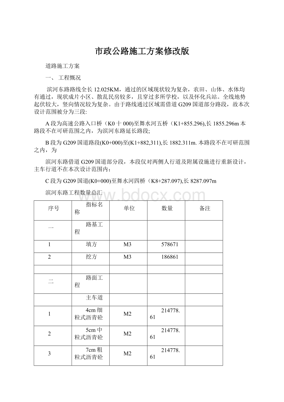 市政公路施工方案修改版Word下载.docx