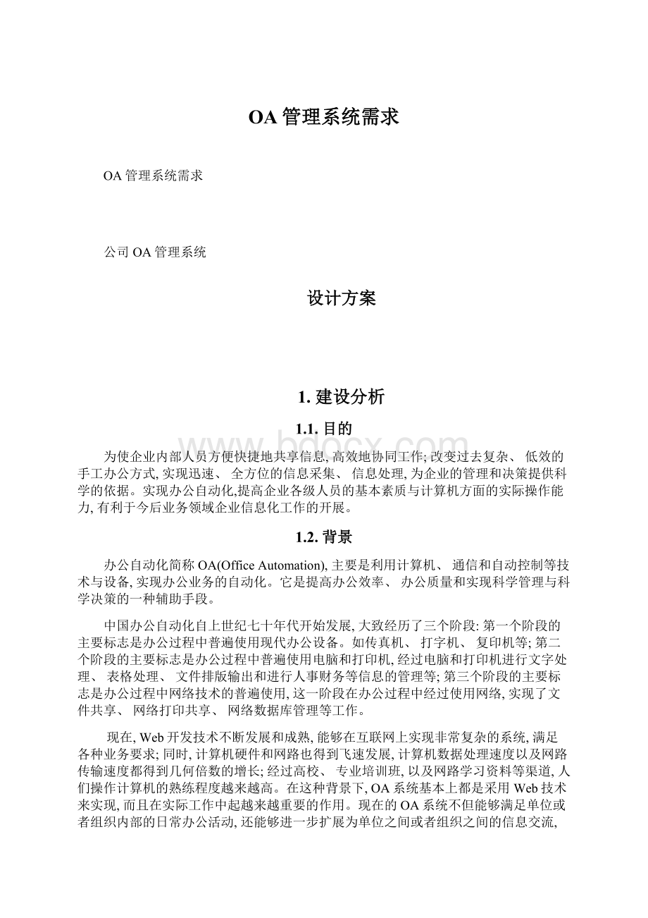 OA管理系统需求文档格式.docx