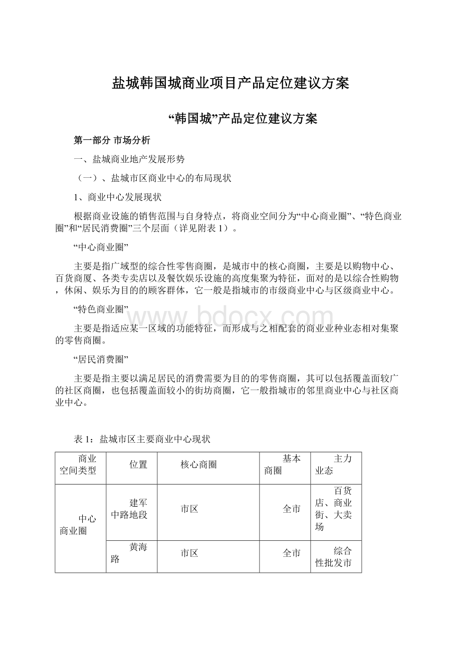 盐城韩国城商业项目产品定位建议方案.docx_第1页
