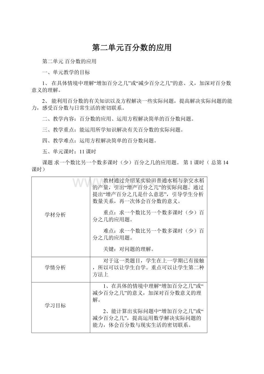 第二单元百分数的应用.docx_第1页