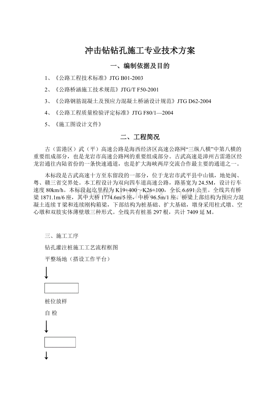 冲击钻钻孔施工专业技术方案Word文档格式.docx