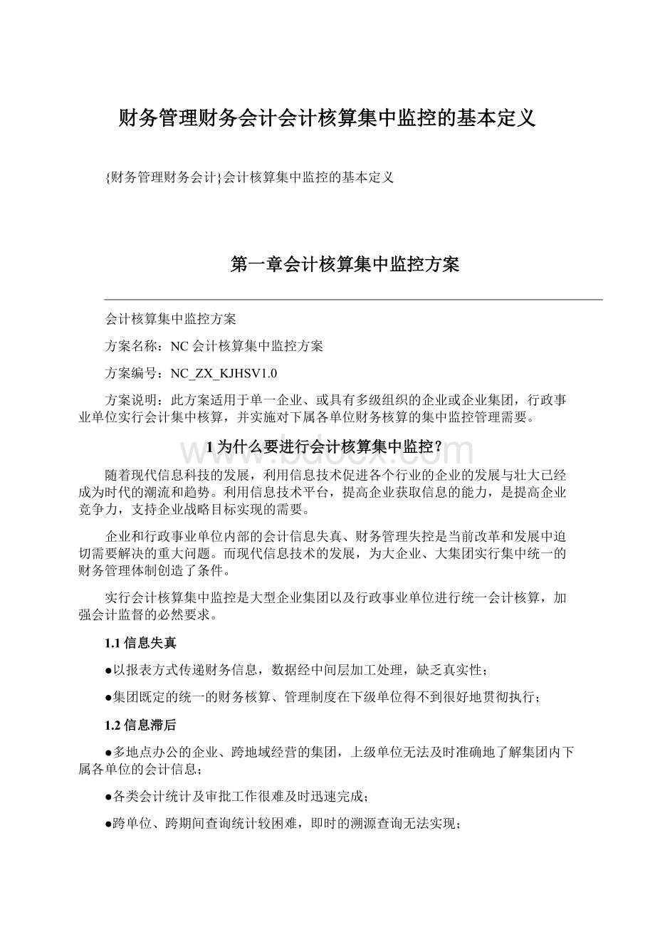 财务管理财务会计会计核算集中监控的基本定义.docx