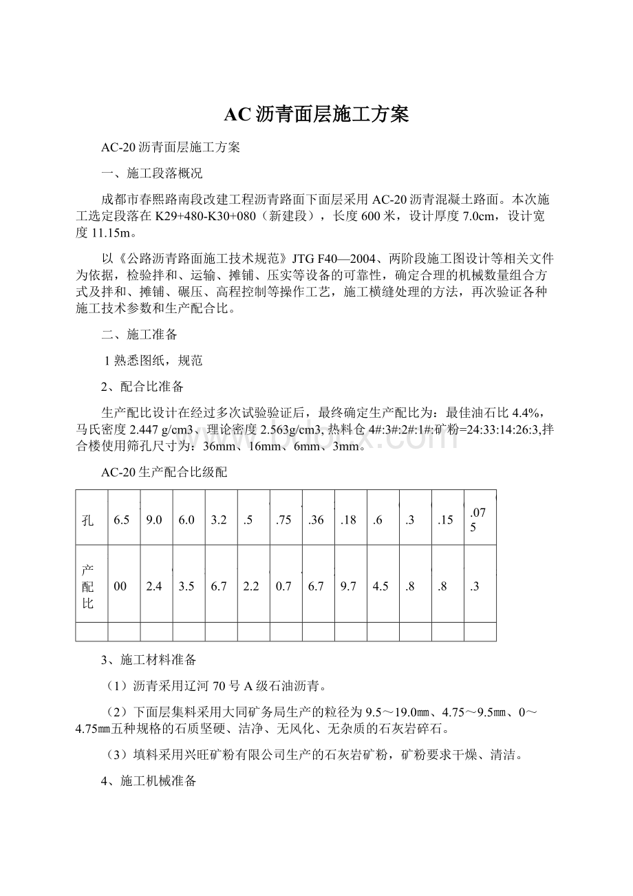 AC沥青面层施工方案.docx_第1页