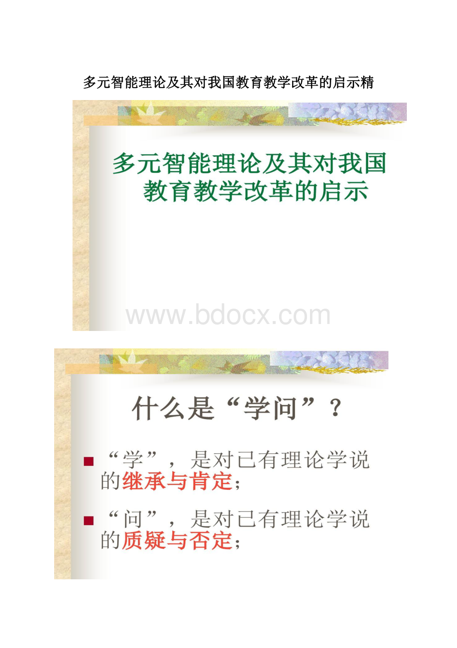 多元智能理论及其对我国教育教学改革的启示精Word文档格式.docx_第1页