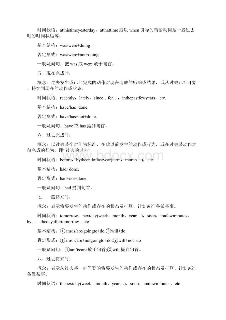 初中英语语法八大时态总结Word文档下载推荐.docx_第2页