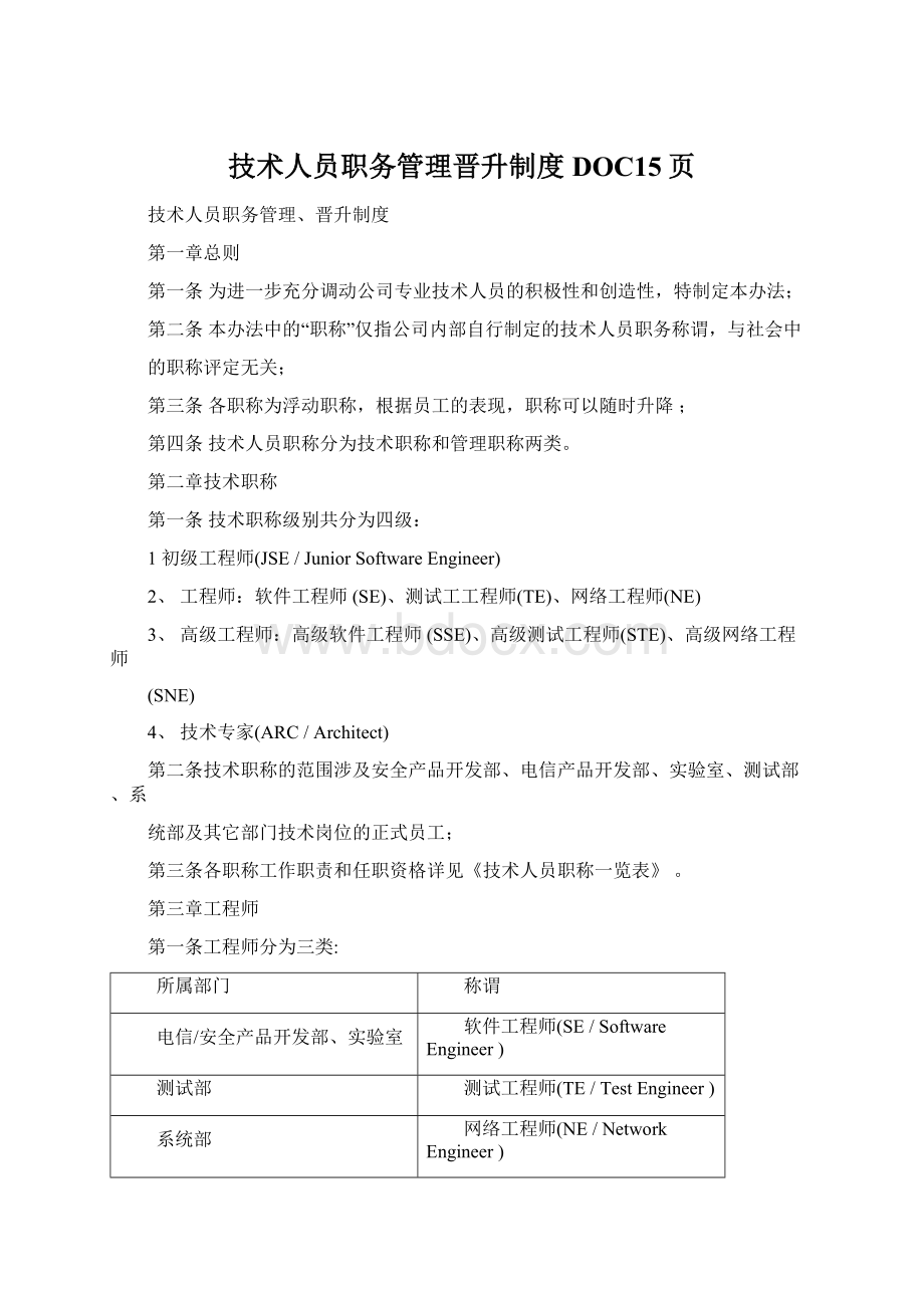 技术人员职务管理晋升制度DOC15页.docx_第1页