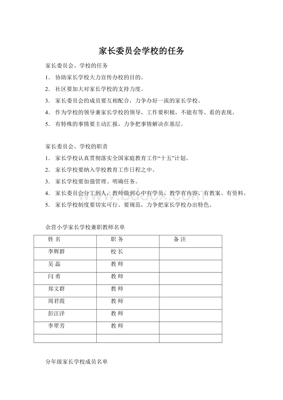 家长委员会学校的任务Word下载.docx