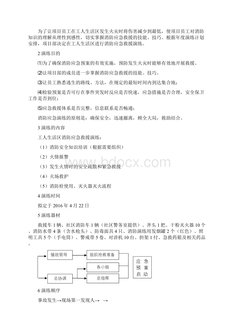 工人生活区消防应急演练方案DOCWord格式.docx_第2页