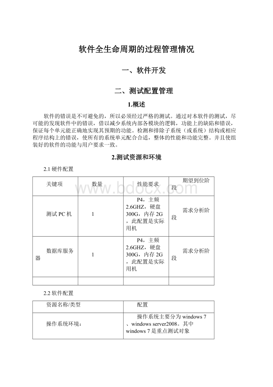 软件全生命周期的过程管理情况.docx