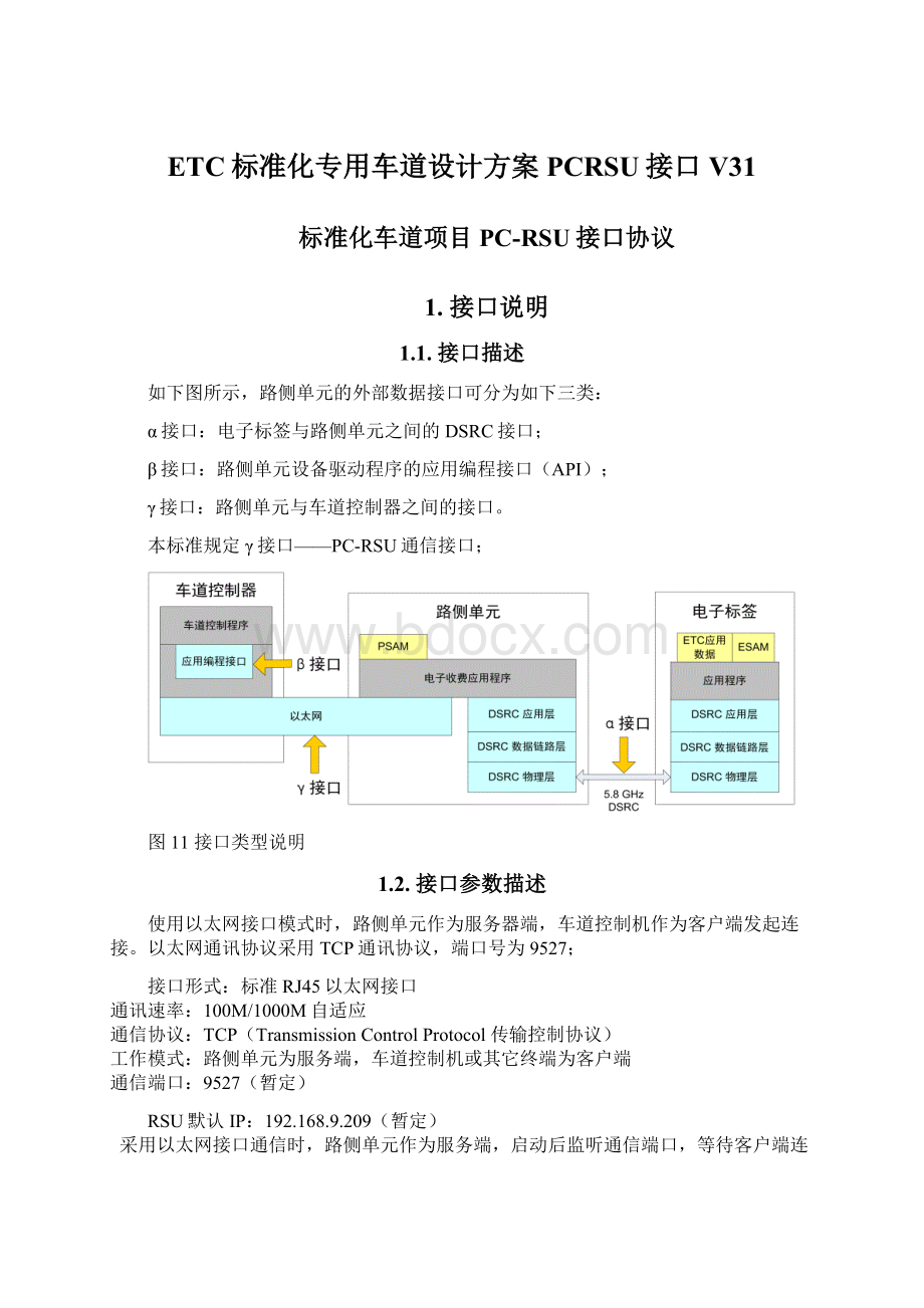 ETC标准化专用车道设计方案PCRSU接口V31文档格式.docx_第1页