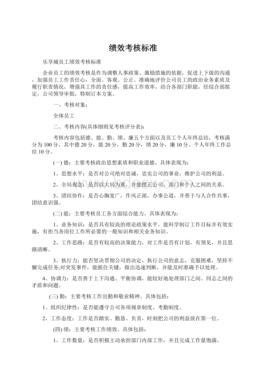 绩效考核标准文档格式.docx_第1页