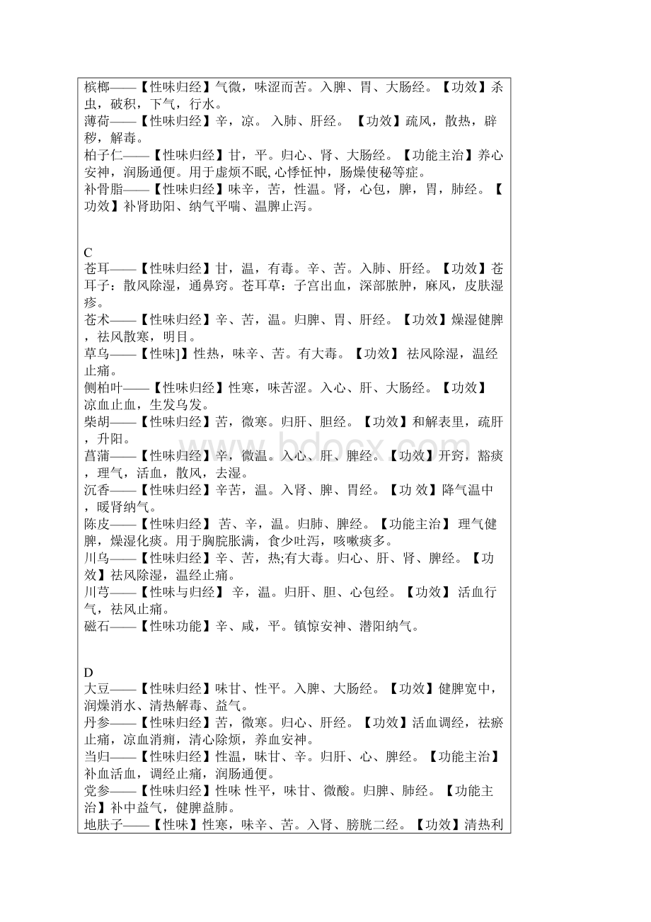 中药性味归经功能表新选Word格式.docx_第2页