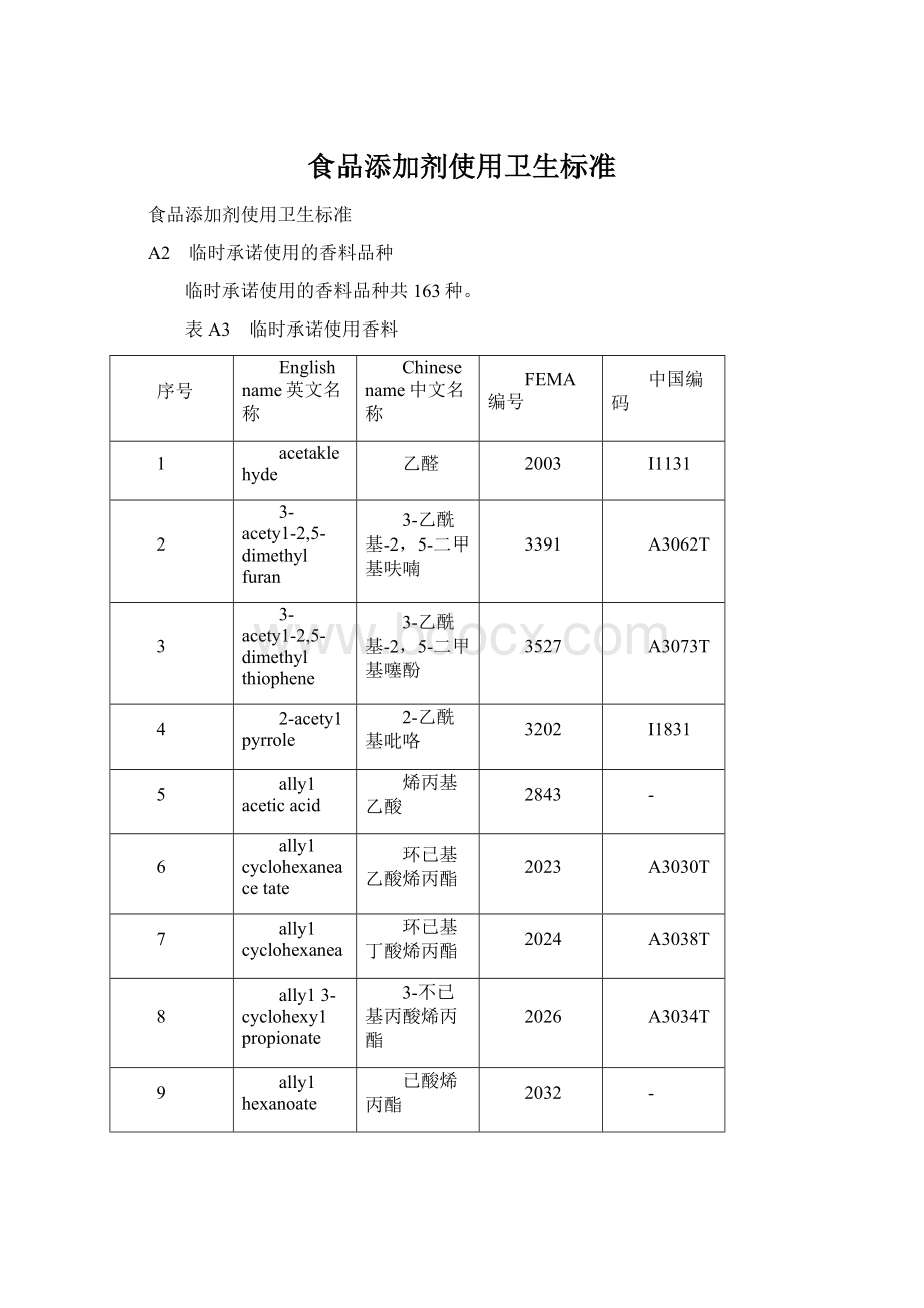 食品添加剂使用卫生标准Word文档格式.docx