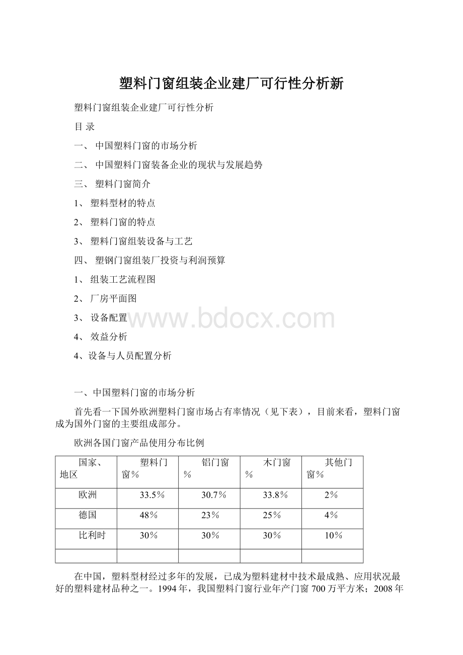 塑料门窗组装企业建厂可行性分析新.docx_第1页