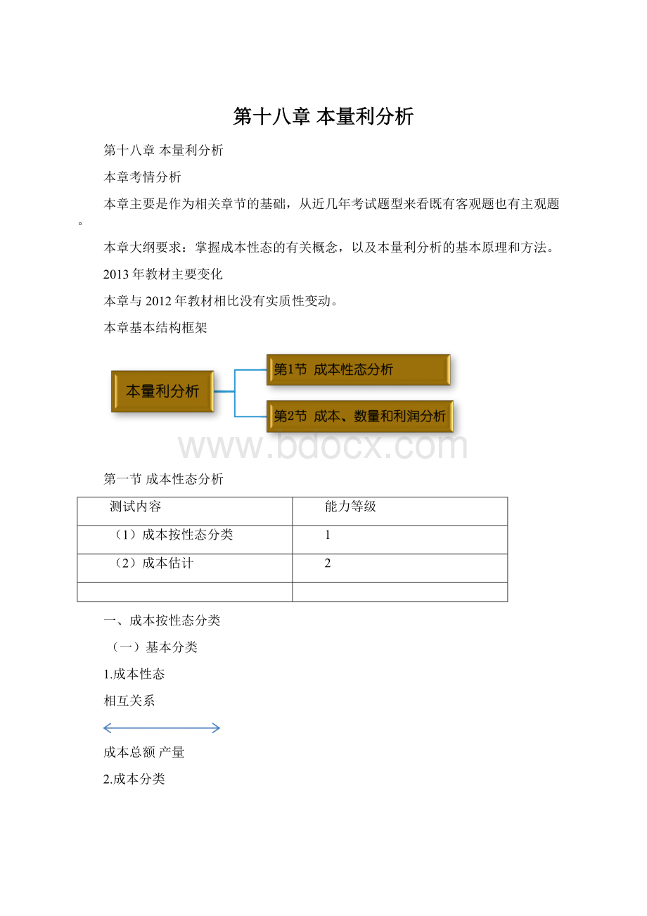 第十八章本量利分析Word下载.docx