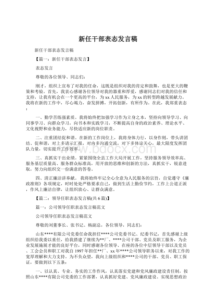 新任干部表态发言稿.docx_第1页