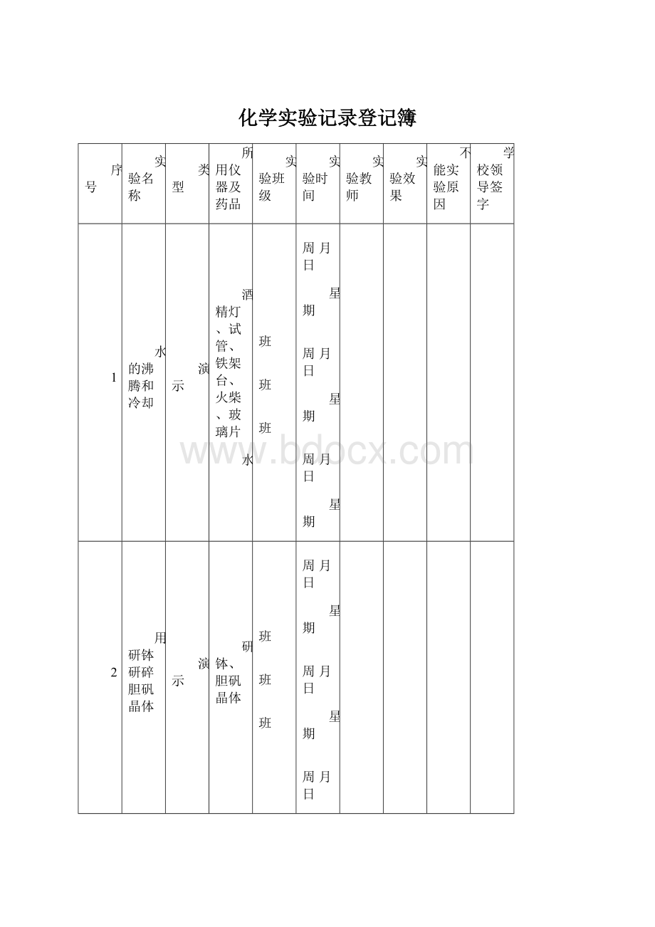 化学实验记录登记簿.docx_第1页