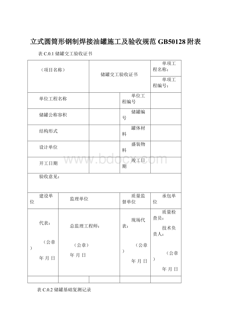 立式圆筒形钢制焊接油罐施工及验收规范GB50128附表.docx_第1页