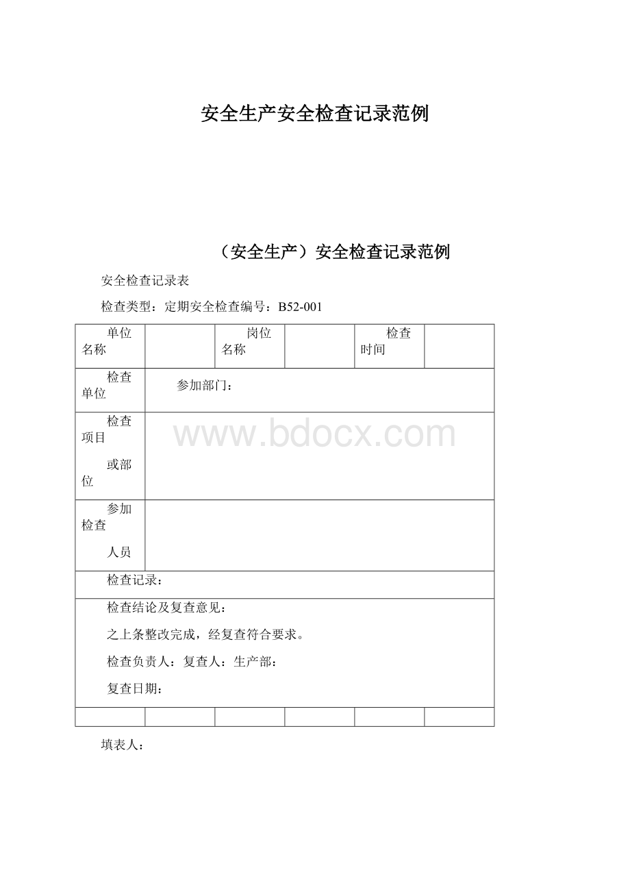 安全生产安全检查记录范例.docx_第1页