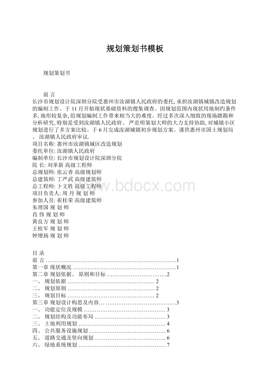 规划策划书模板Word文件下载.docx_第1页