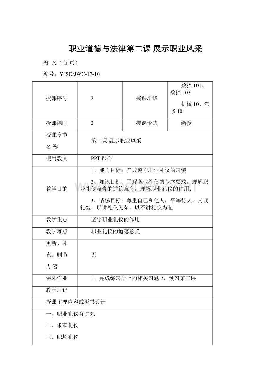 职业道德与法律第二课展示职业风采.docx