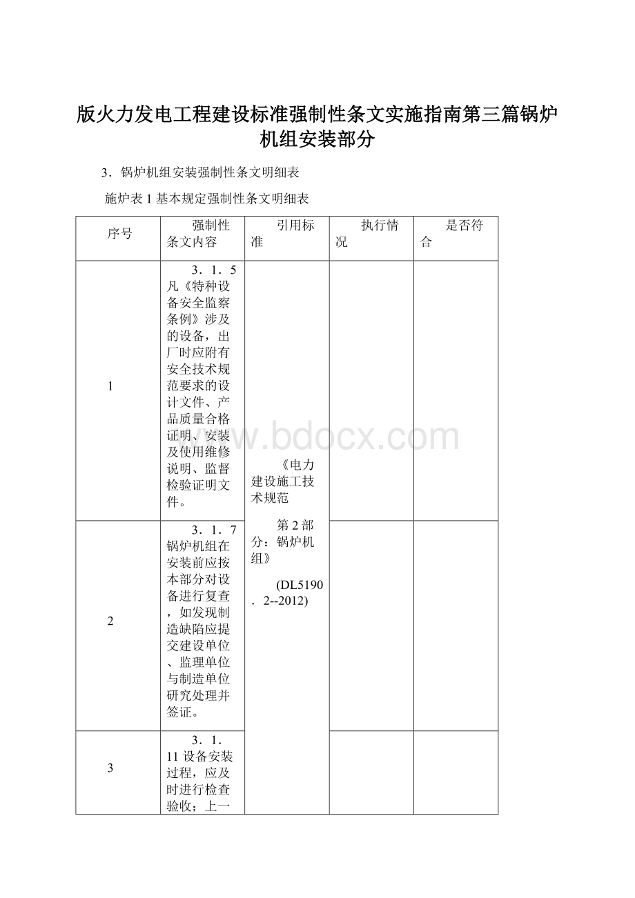 版火力发电工程建设标准强制性条文实施指南第三篇锅炉机组安装部分Word文档下载推荐.docx_第1页