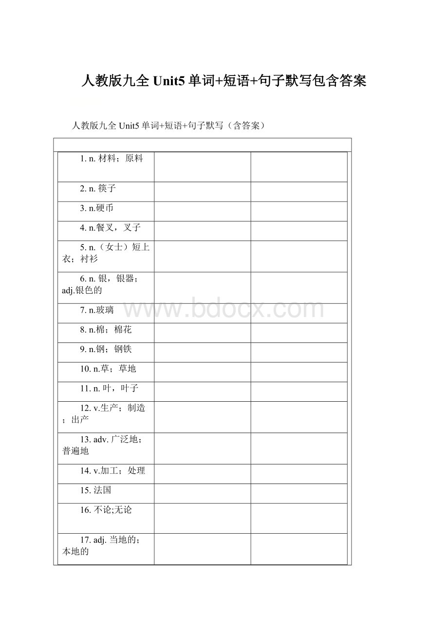 人教版九全Unit5单词+短语+句子默写包含答案.docx_第1页