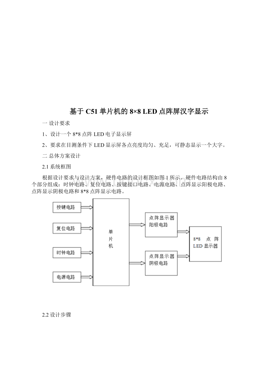 基于C51单片机的88 LED点阵屏汉字显示Word文档下载推荐.docx_第2页