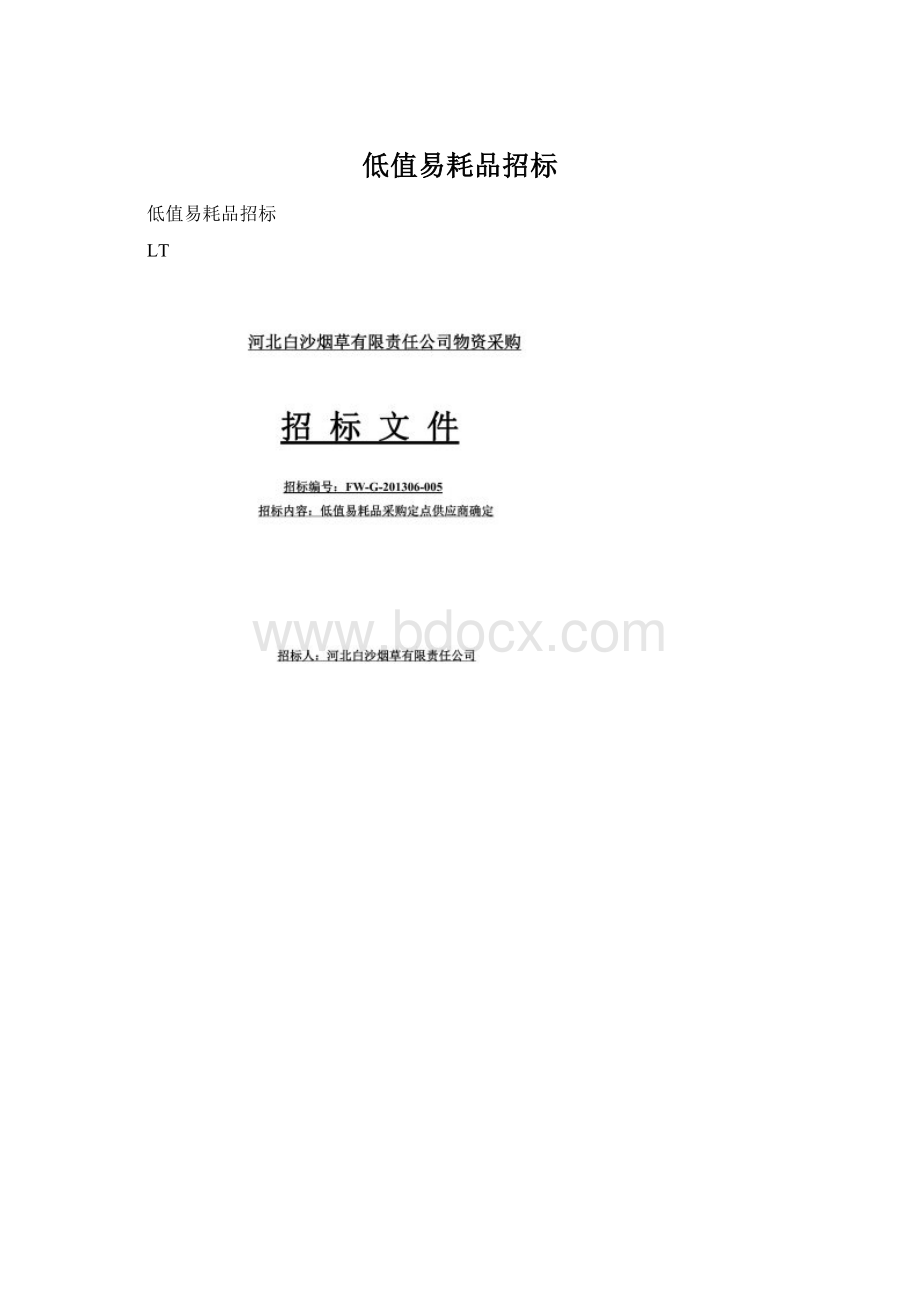 低值易耗品招标文档格式.docx