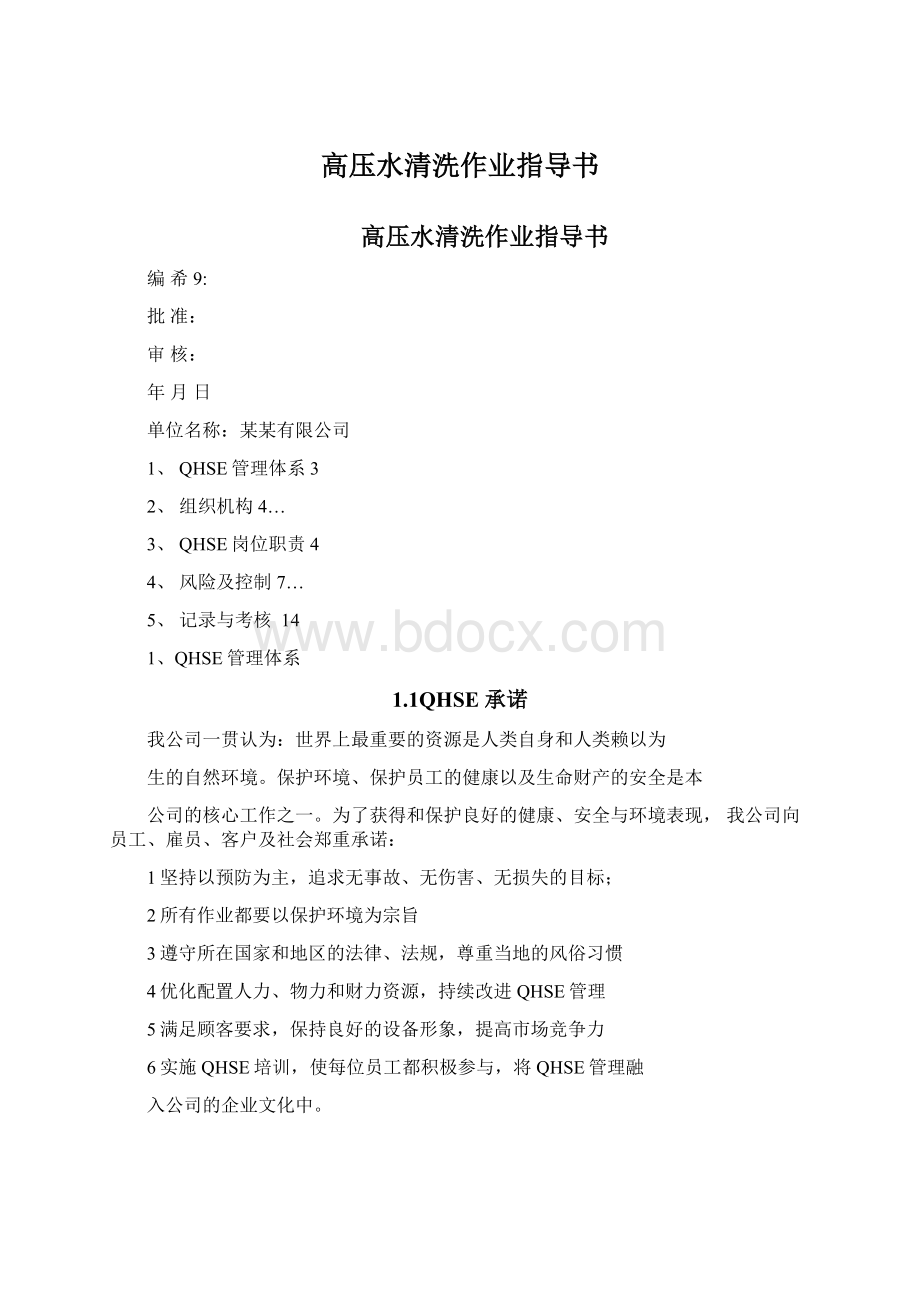 高压水清洗作业指导书Word格式文档下载.docx