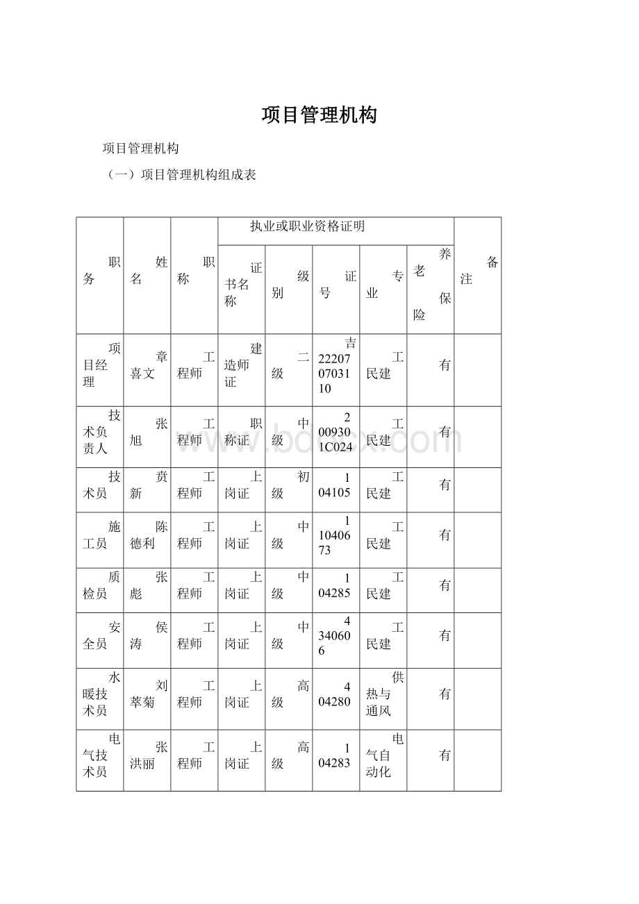 项目管理机构Word文档格式.docx