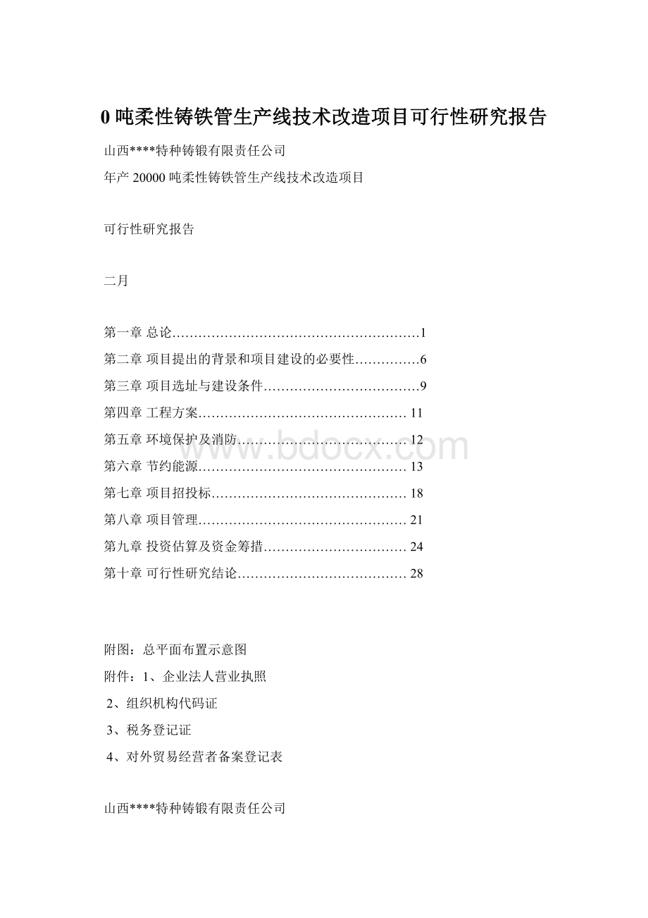 0 吨柔性铸铁管生产线技术改造项目可行性研究报告文档格式.docx