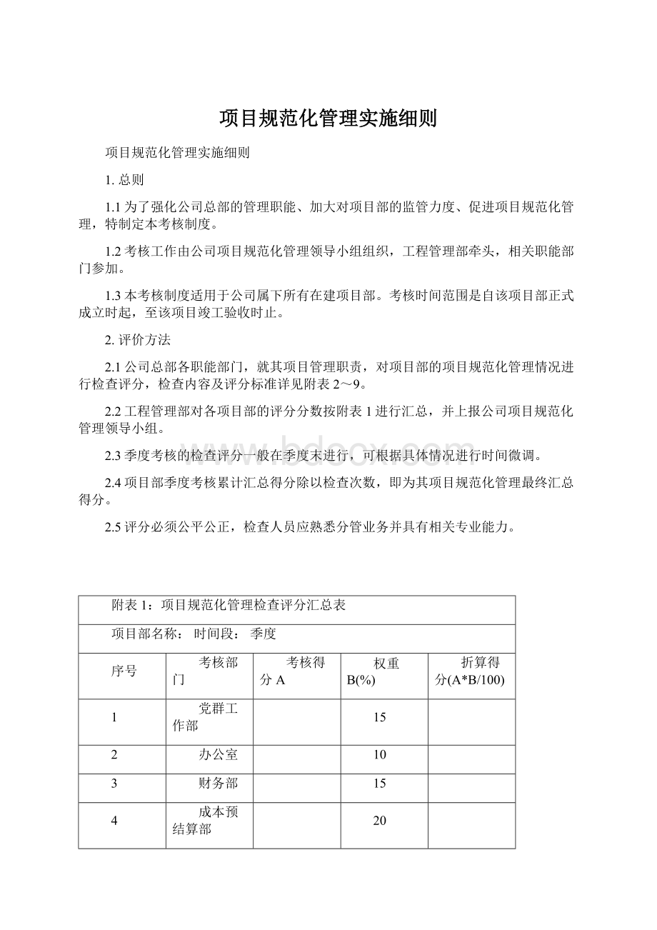 项目规范化管理实施细则文档格式.docx