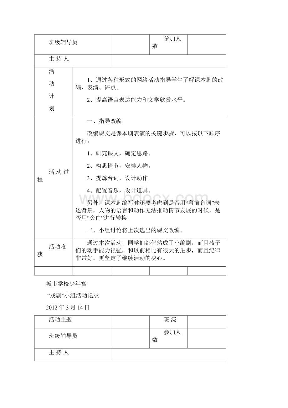 学校少年宫戏剧小组活动记录.docx_第2页