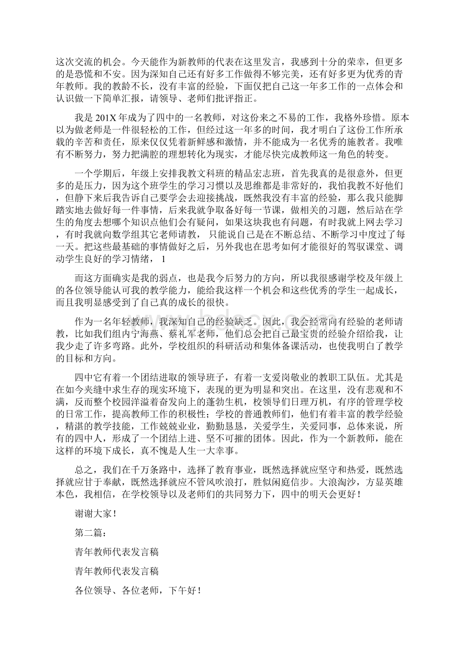 青年教师代表发言稿完整版Word格式文档下载.docx_第2页