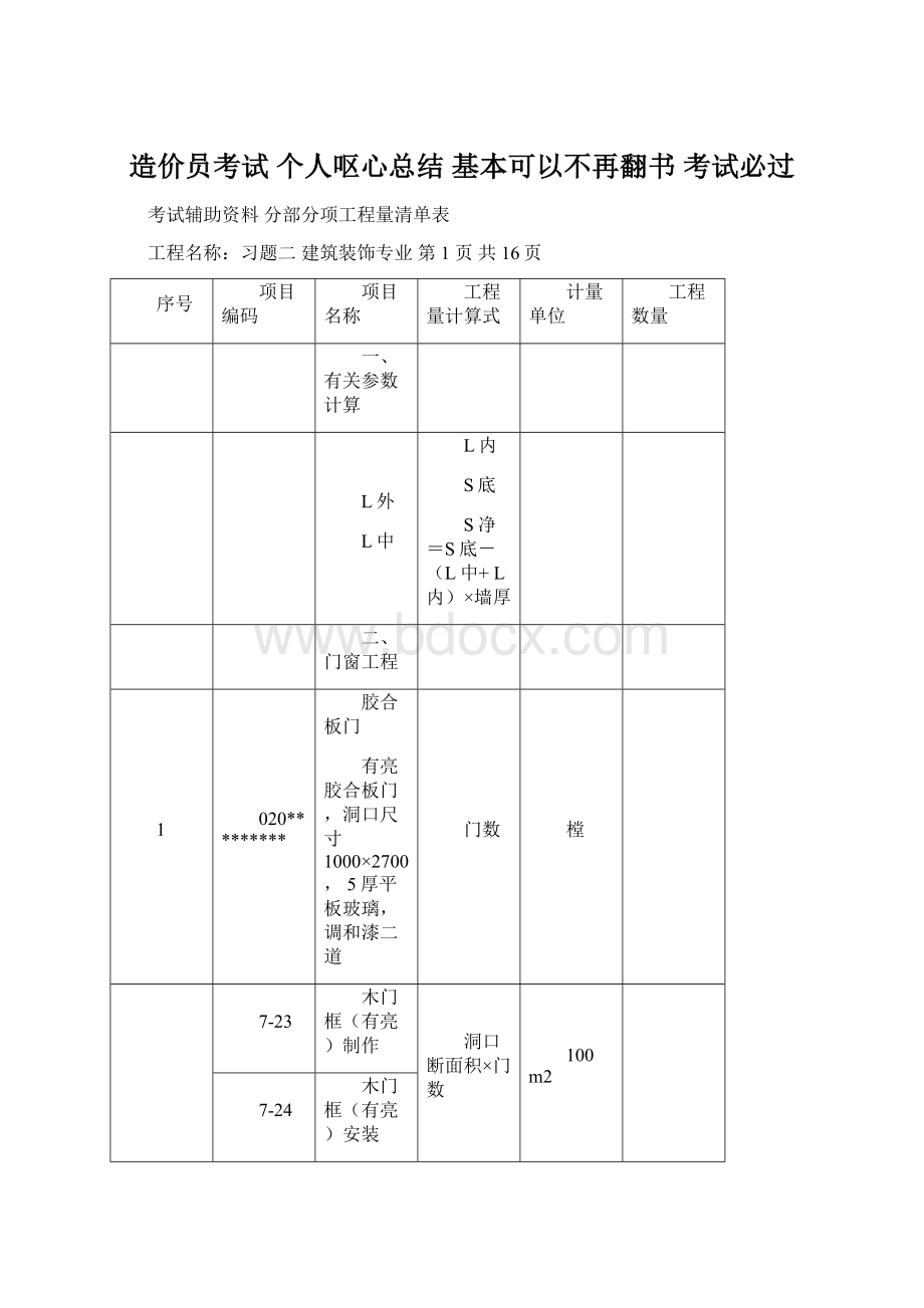 造价员考试 个人呕心总结 基本可以不再翻书考试必过.docx_第1页