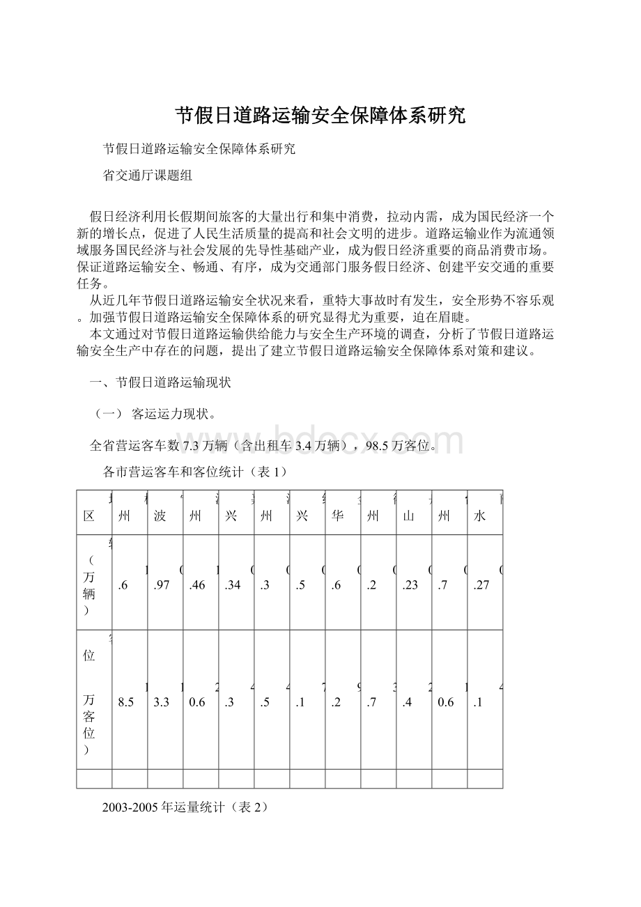 节假日道路运输安全保障体系研究Word下载.docx_第1页