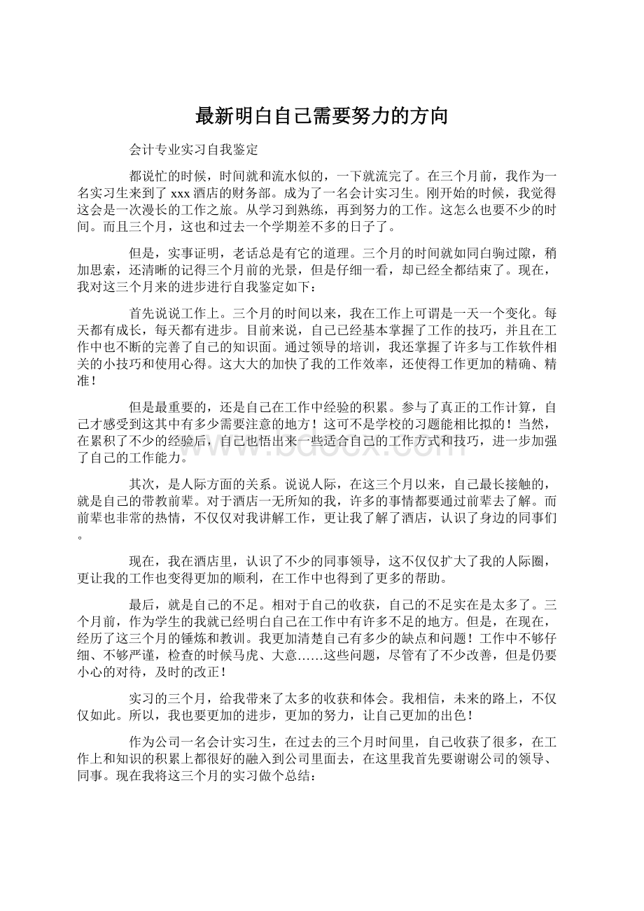 最新明白自己需要努力的方向.docx_第1页