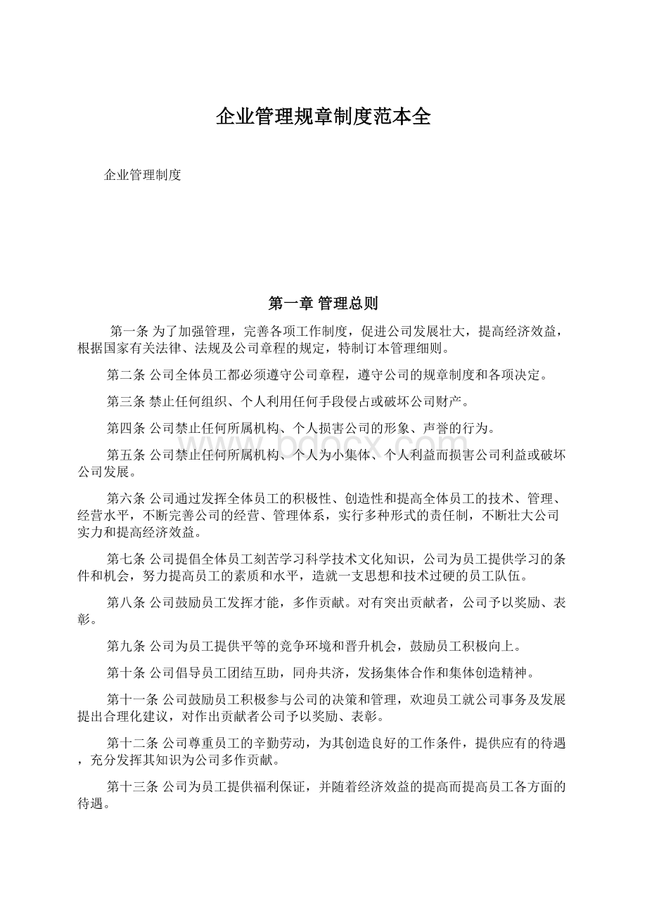 企业管理规章制度范本全Word文档下载推荐.docx