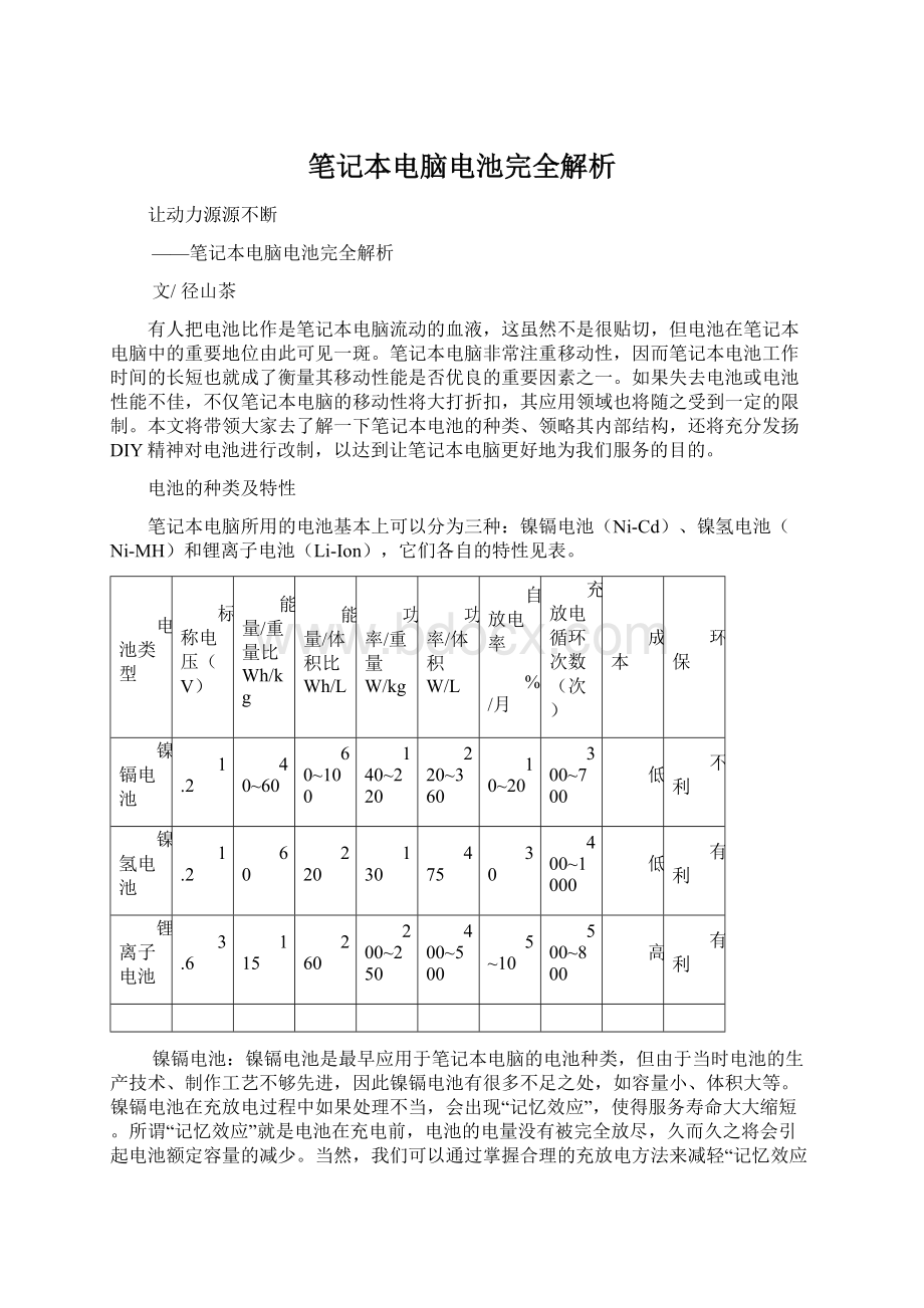 笔记本电脑电池完全解析Word下载.docx