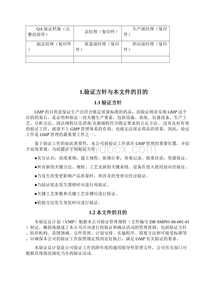 新版GMP验证总计划模板Word文档格式.docx_第2页