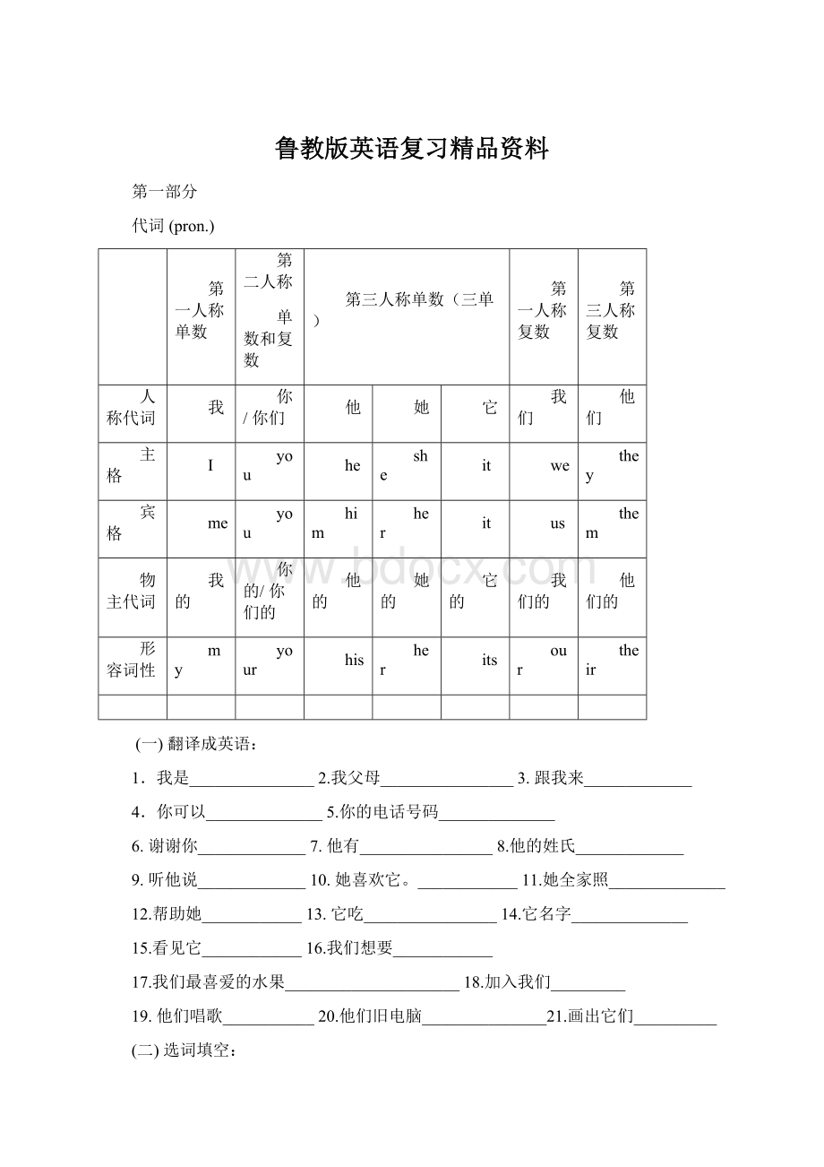 鲁教版英语复习精品资料.docx