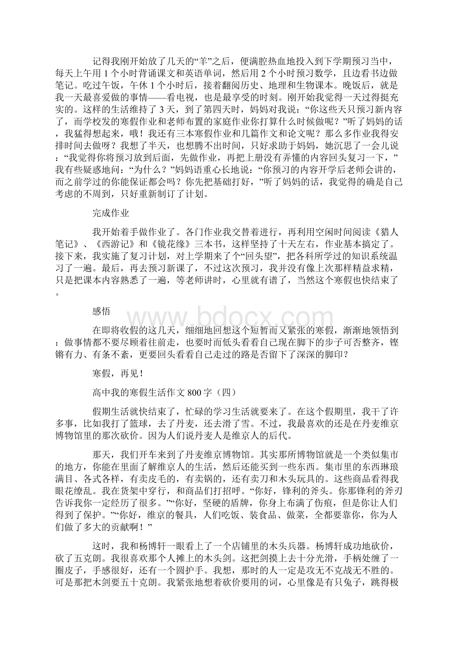 高中我的寒假生活作文800字文档格式.docx_第3页