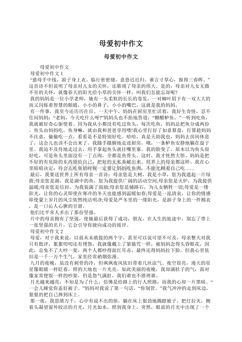 母爱初中作文Word文档格式.docx