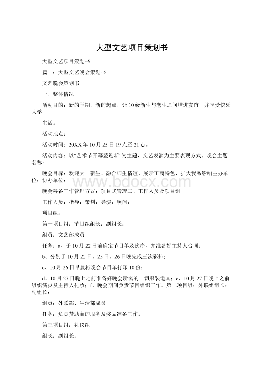 大型文艺项目策划书Word文件下载.docx_第1页