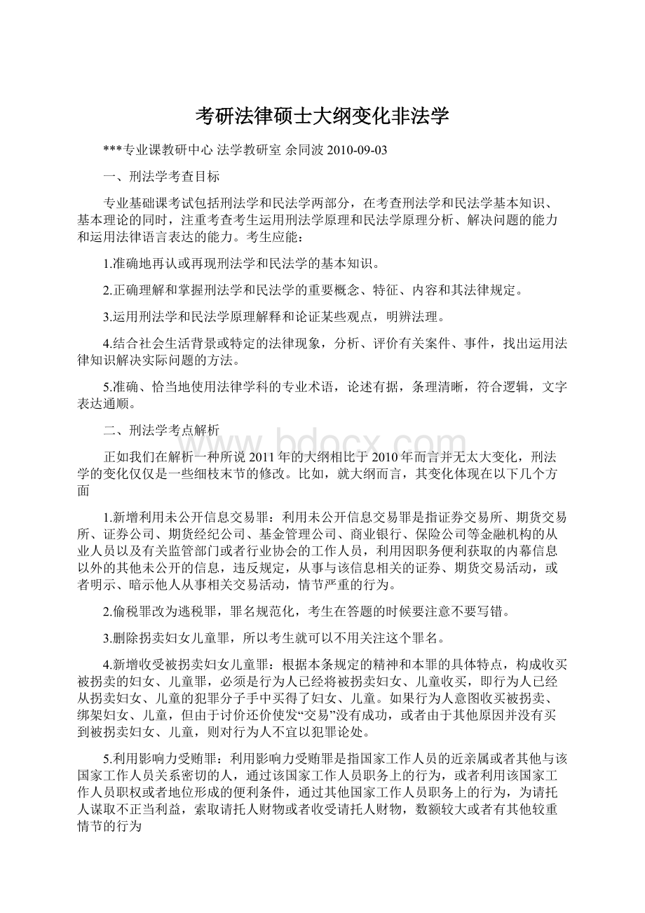 考研法律硕士大纲变化非法学Word文档格式.docx_第1页